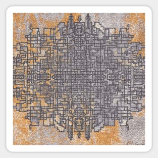 Grey & Yellow Abstract Art Sticker